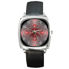 Fractal Diamond Circle Pattern Square Metal Watch by Celenk