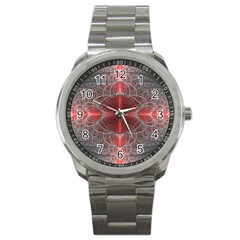 Fractal Diamond Circle Pattern Sport Metal Watch by Celenk