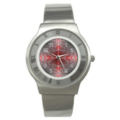 Fractal Diamond Circle Pattern Stainless Steel Watch by Celenk