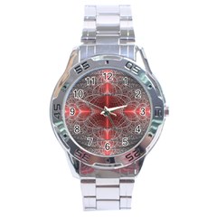 Fractal Diamond Circle Pattern Stainless Steel Analogue Watch by Celenk