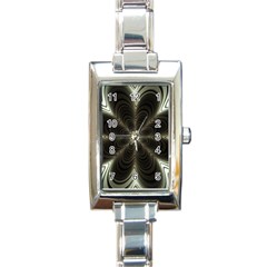 Fractal Silver Waves Texture Rectangle Italian Charm Watch by Celenk