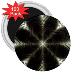 Fractal Silver Waves Texture 3  Magnets (100 Pack) by Celenk