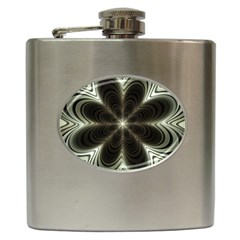 Fractal Silver Waves Texture Hip Flask (6 Oz) by Celenk