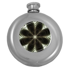 Fractal Silver Waves Texture Round Hip Flask (5 Oz) by Celenk