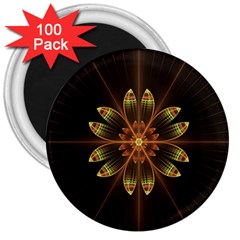 Fractal Floral Mandala Abstract 3  Magnets (100 Pack) by Celenk