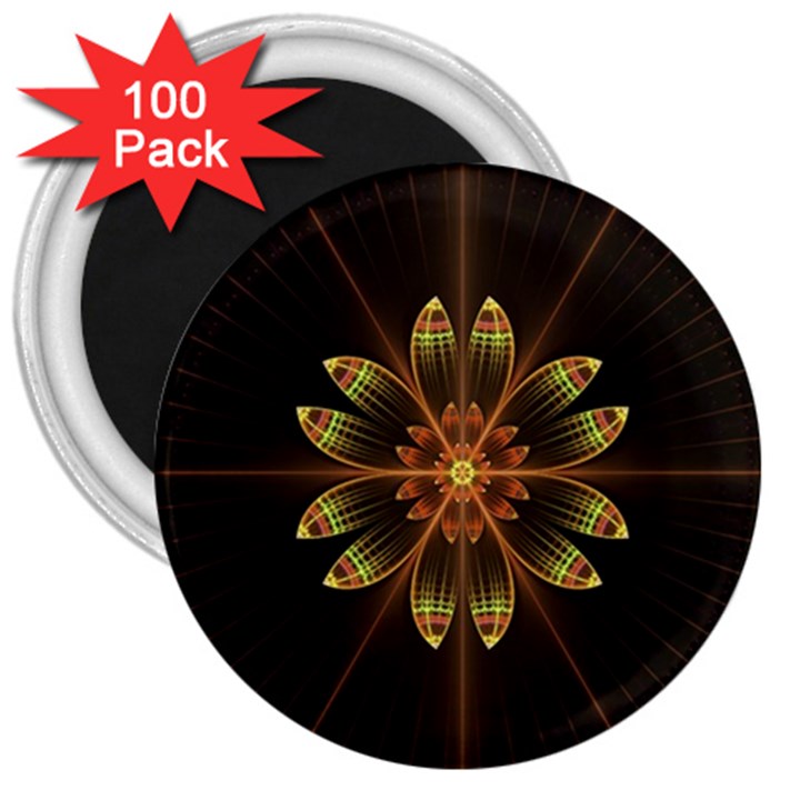 Fractal Floral Mandala Abstract 3  Magnets (100 pack)