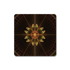 Fractal Floral Mandala Abstract Square Magnet by Celenk