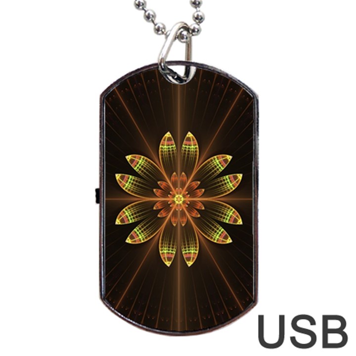 Fractal Floral Mandala Abstract Dog Tag USB Flash (One Side)