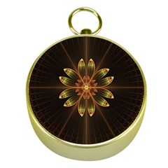 Fractal Floral Mandala Abstract Gold Compasses by Celenk