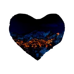 Castelmezzano Italy Village Town Standard 16  Premium Flano Heart Shape Cushions by Celenk