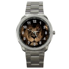 African Lion Mane Close Eyes Sport Metal Watch by Celenk