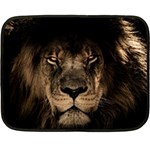 African Lion Mane Close Eyes Double Sided Fleece Blanket (Mini)  35 x27  Blanket Back