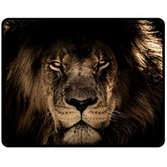 African Lion Mane Close Eyes Fleece Blanket (medium)  by Celenk