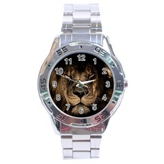 African Lion Mane Close Eyes Stainless Steel Analogue Watch by Celenk