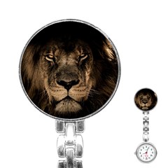 African Lion Mane Close Eyes Stainless Steel Nurses Watch by Celenk