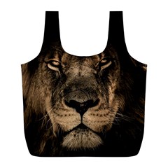 African Lion Mane Close Eyes Full Print Recycle Bags (l)  by Celenk