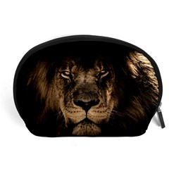 African Lion Mane Close Eyes Accessory Pouches (large)  by Celenk