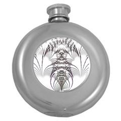 Fractal Delicate Intricate Round Hip Flask (5 Oz) by Celenk