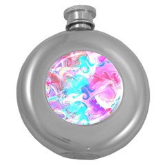 Background Art Abstract Watercolor Round Hip Flask (5 Oz) by Celenk