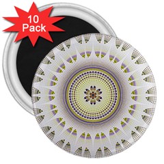 Mandala Fractal Decorative 3  Magnets (10 Pack)  by Celenk