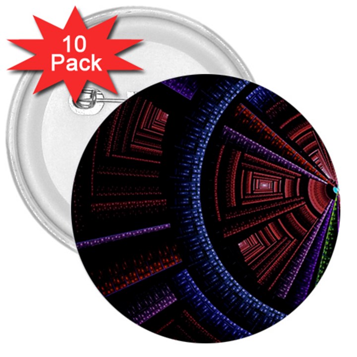 Fractal Circle Pattern Curve 3  Buttons (10 pack) 