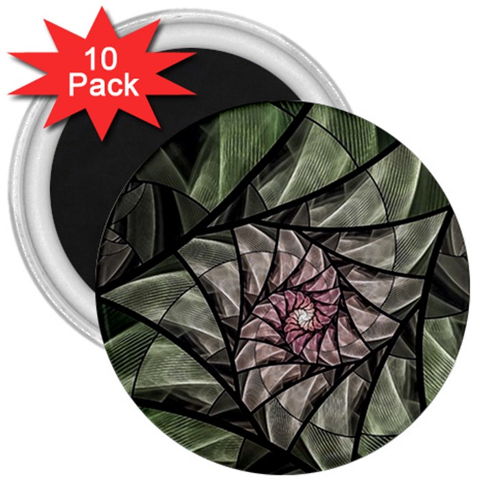 Fractal Flowers Floral Fractal Art 3  Magnets (10 pack) 