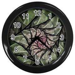 Fractal Flowers Floral Fractal Art Wall Clocks (black) by Celenk