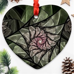 Fractal Flowers Floral Fractal Art Heart Ornament (two Sides) by Celenk