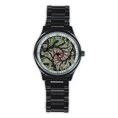 Fractal Flowers Floral Fractal Art Stainless Steel Round Watch by Celenk