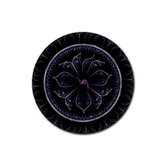 Fractal Abstract Purple Majesty Rubber Coaster (round)  by Celenk