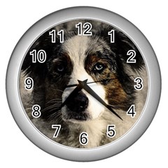 Dog Pet Art Abstract Vintage Wall Clocks (silver)  by Celenk