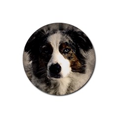 Dog Pet Art Abstract Vintage Rubber Round Coaster (4 Pack)  by Celenk