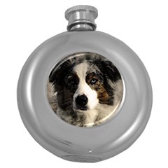 Dog Pet Art Abstract Vintage Round Hip Flask (5 Oz) by Celenk