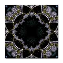 Fractal Aqua Silver Pattern Tile Coasters by Celenk