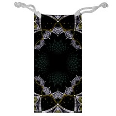 Fractal Aqua Silver Pattern Jewelry Bag by Celenk