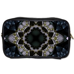 Fractal Aqua Silver Pattern Toiletries Bags by Celenk