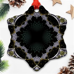 Fractal Aqua Silver Pattern Snowflake Ornament (two Sides) by Celenk