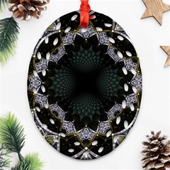 Fractal Aqua Silver Pattern Ornament (oval Filigree) by Celenk