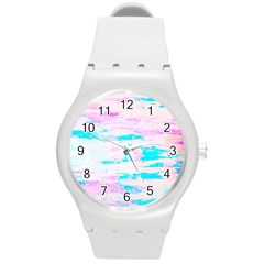 Background Art Abstract Watercolor Round Plastic Sport Watch (m) by Celenk