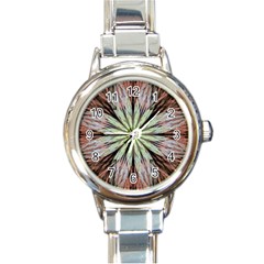 Fractal Floral Fantasy Flower Round Italian Charm Watch by Celenk