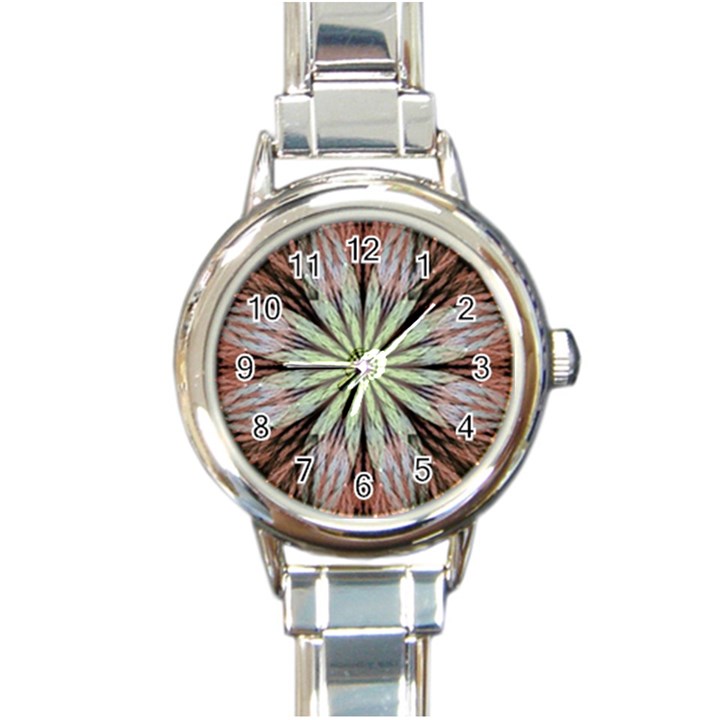 Fractal Floral Fantasy Flower Round Italian Charm Watch