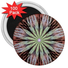 Fractal Floral Fantasy Flower 3  Magnets (100 Pack) by Celenk