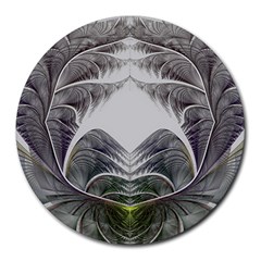 Fractal White Design Pattern Round Mousepads