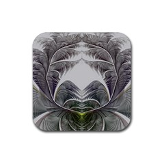 Fractal White Design Pattern Rubber Coaster (Square) 