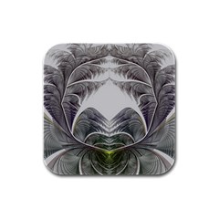 Fractal White Design Pattern Rubber Square Coaster (4 pack) 