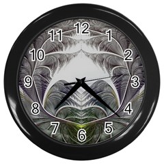 Fractal White Design Pattern Wall Clocks (Black)