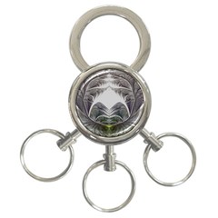 Fractal White Design Pattern 3-Ring Key Chains