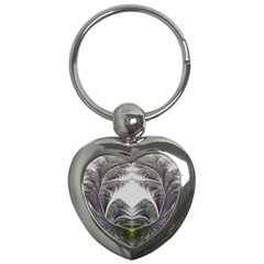 Fractal White Design Pattern Key Chains (Heart) 