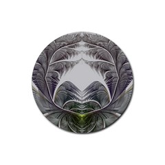 Fractal White Design Pattern Rubber Coaster (Round) 