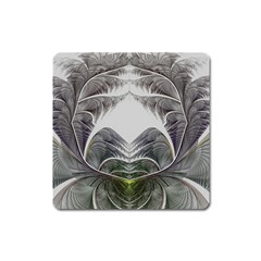 Fractal White Design Pattern Square Magnet